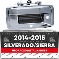 2014-2015 Chevrolet Silverado GMC Sierra Tailgate Handle Assembly - Upgraded Metal Liftgate Latch Handle Chrome with Camera Hole - Chrome Metal Tailgate