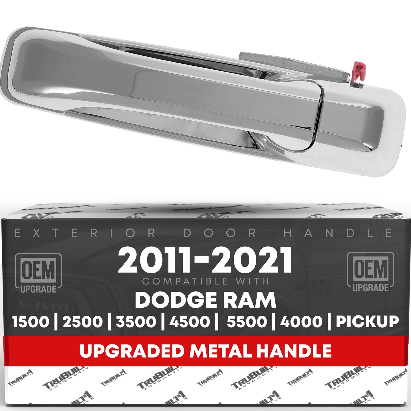 Dodge Ram Rear Driver Door Handle - Chrome Finish Metal Upgrade, Exterior Fit for 1500 2500 3500 4500 5500 - Rear Driver Side Handle