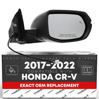 2017-2022 Honda CR-V Passenger Side Mirror Replacement - Powered Adjustment Manual Folding Heated Turn Signal Blind Spot Detection Convex Glass Black - Passenger Side Mirror