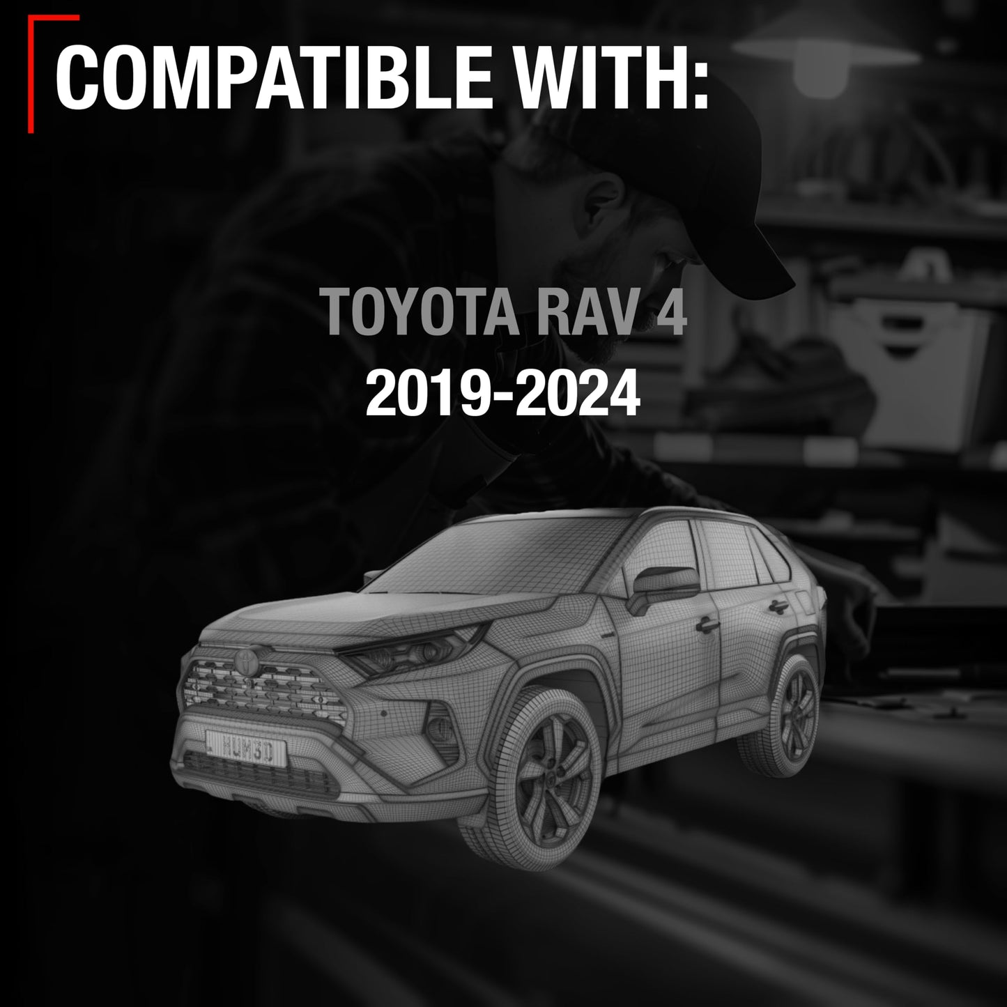 2019-2024 Toyota RAV4 Driver Side Mirror Replacement Powered Manual Fold Heated Turn Signal Flat Glass Smooth Black - Driver Side Mirror