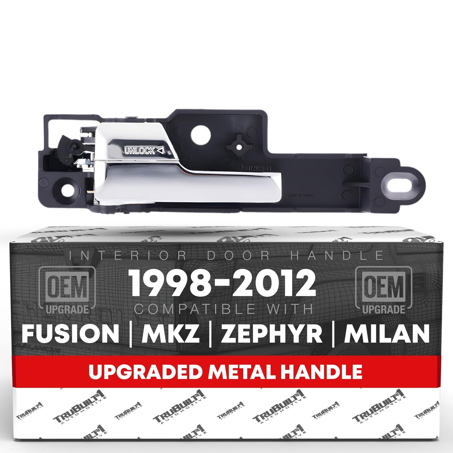 2006-2012 Ford Fusion 2007-2012 Lincoln MKZ 2006-2011 Mercury Milan Interior Front Driver Door Handle Replacement - All Chrome Metal Handle - Front Driver Handle - Metal