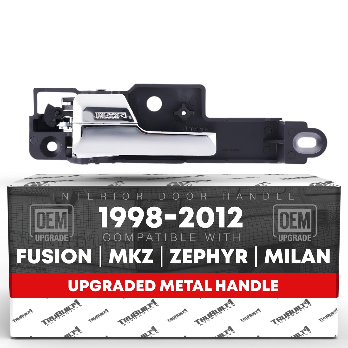 2006-2012 Ford Fusion 2007-2012 Lincoln MKZ 2006-2011 Mercury Milan Interior Front Driver Door Handle Replacement - All Chrome Metal Handle - Front Driver Handle - Metal