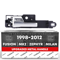 2006-2012 Ford Fusion 2007-2012 Lincoln MKZ 2006-2011 Mercury Milan Interior Front Driver Door Handle Replacement - All Chrome Metal Handle - Front Driver Handle - Metal