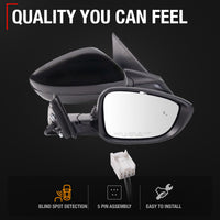 Passenger Side Power Side View Mirror with Integrated Turn Signal - Compatible with 2023-2025 Honda Accord - Power Adjust, Turn Signal, Manual Folding - Paintable Textured Black - OEM 76208-30B-A01 - Passenger Side Mirror