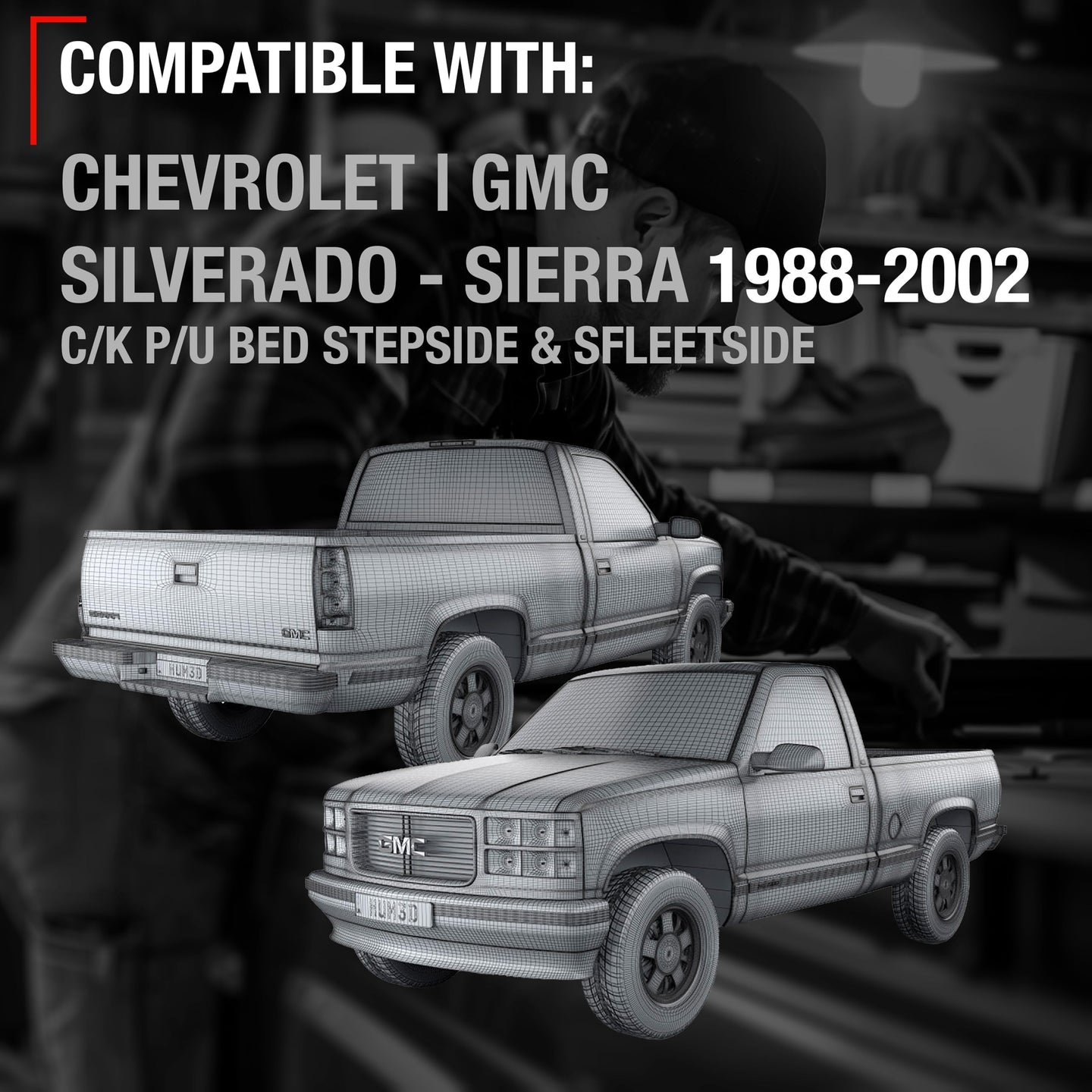 1988-2002 Chevrolet C1500 K1500 C2500 C3500 K2500 K3500 GMC C1500 K1500 C2500 C3500 K2500 K3500 Tailgate Handle Assembly - Textured - Tailgate Latch & Trim Bezel