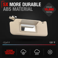 2008-2012 Honda Accord Sun Visor Replacement Left Driver Side - Gray with Mirror - Gray,Driver