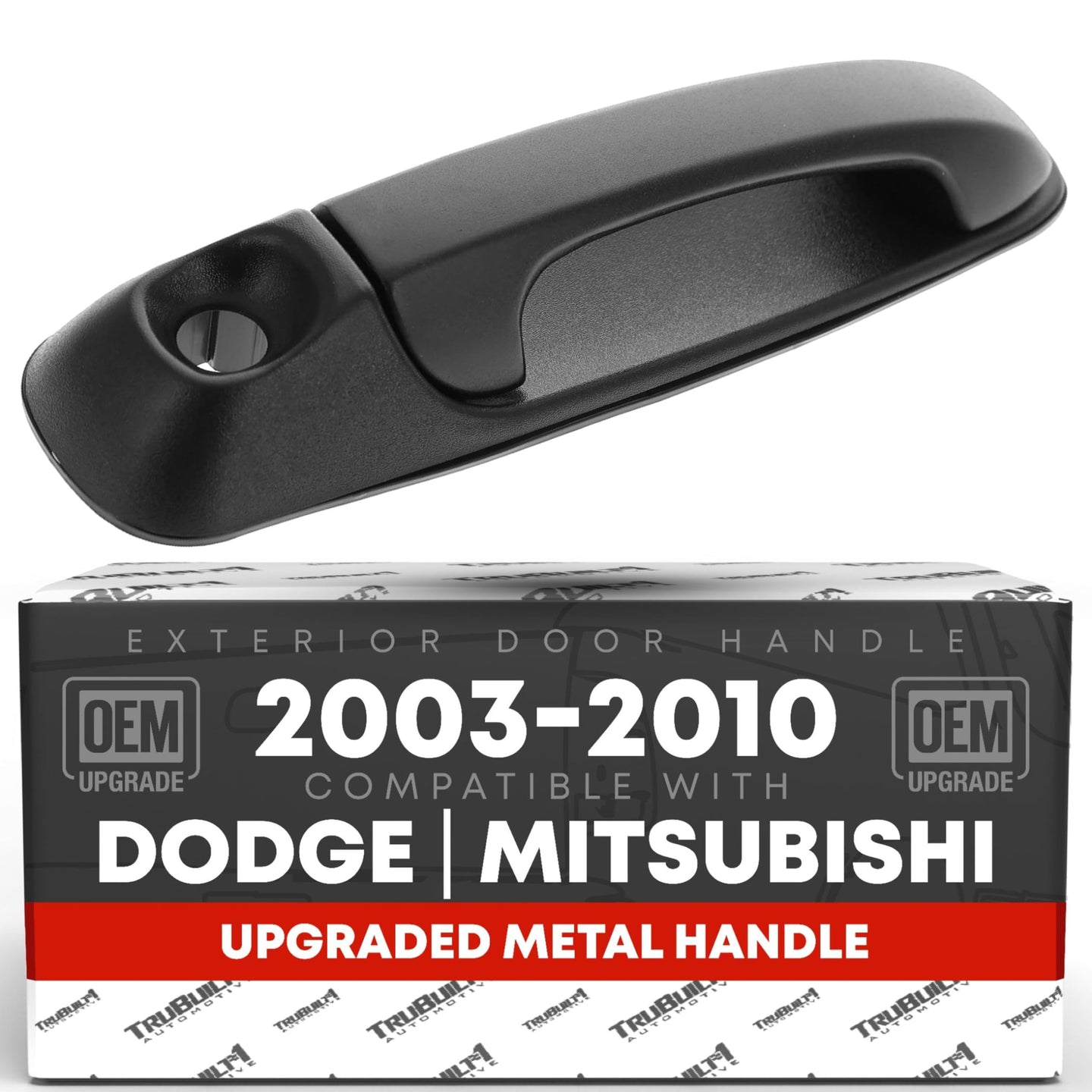 2002-2010 Dodge Ram 1500, 2500, 3500, 4500, 5500; Dakota, Durango; Mitsubishi Raider Exterior Front Passenger Door Handle, Upgraded Metal - Textured Black w/ Keyhole - Front Passenger Side Handle