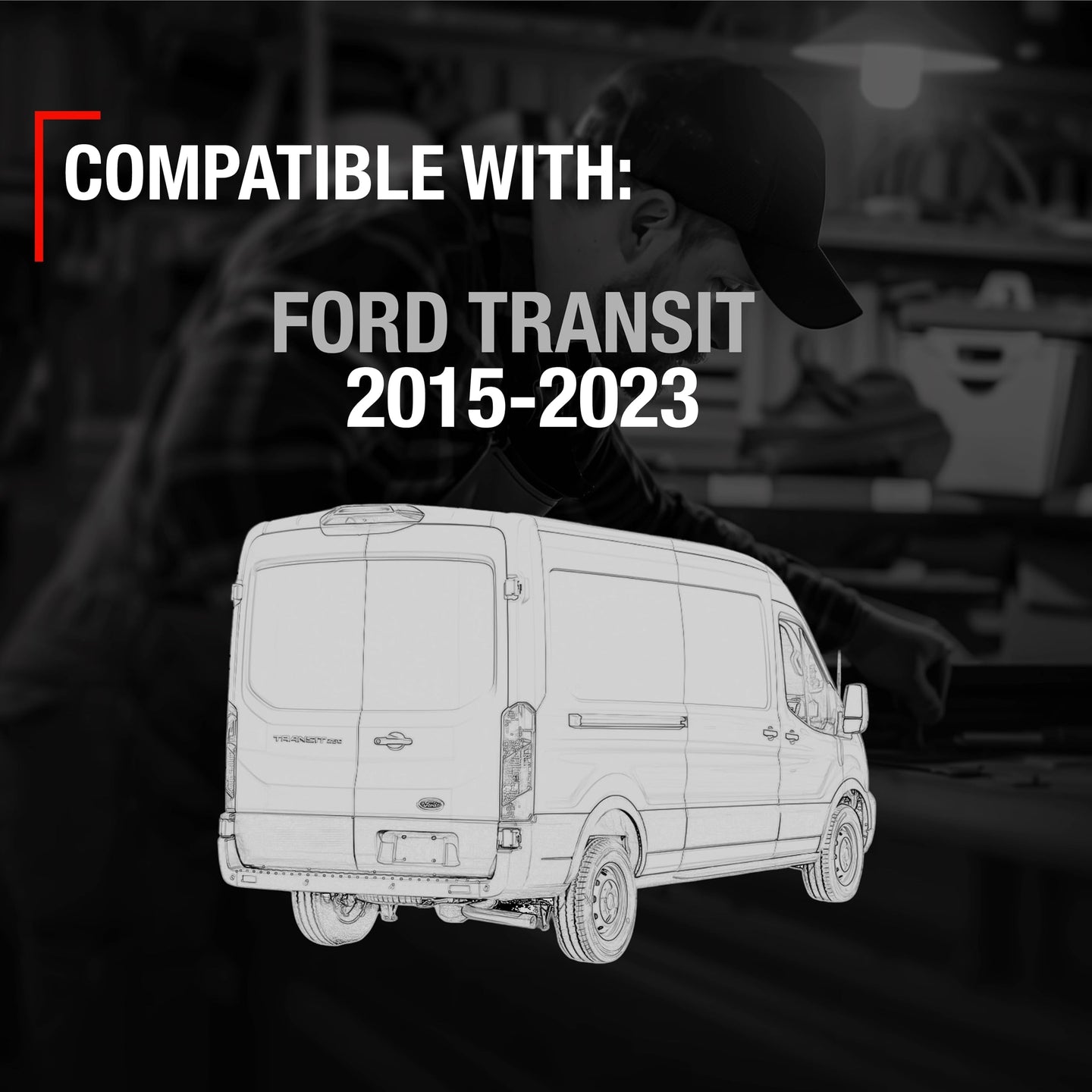 2015-2023 Ford Transit Interior Rear Driver Door Handle and Tailgate Back Door Replacement - Textured Black Plastic - Interior Hinged Tailgate Door