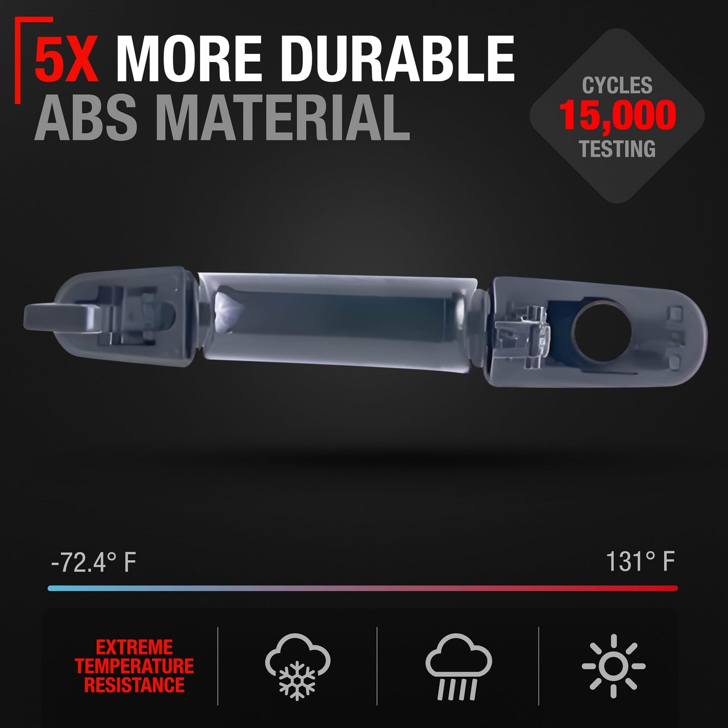 2015-2023 Ford Transit Exterior Hinged and Sliding Passenger Door Handle and Cover Replacement Set - Textured Black - Exterior Driver Door Handle