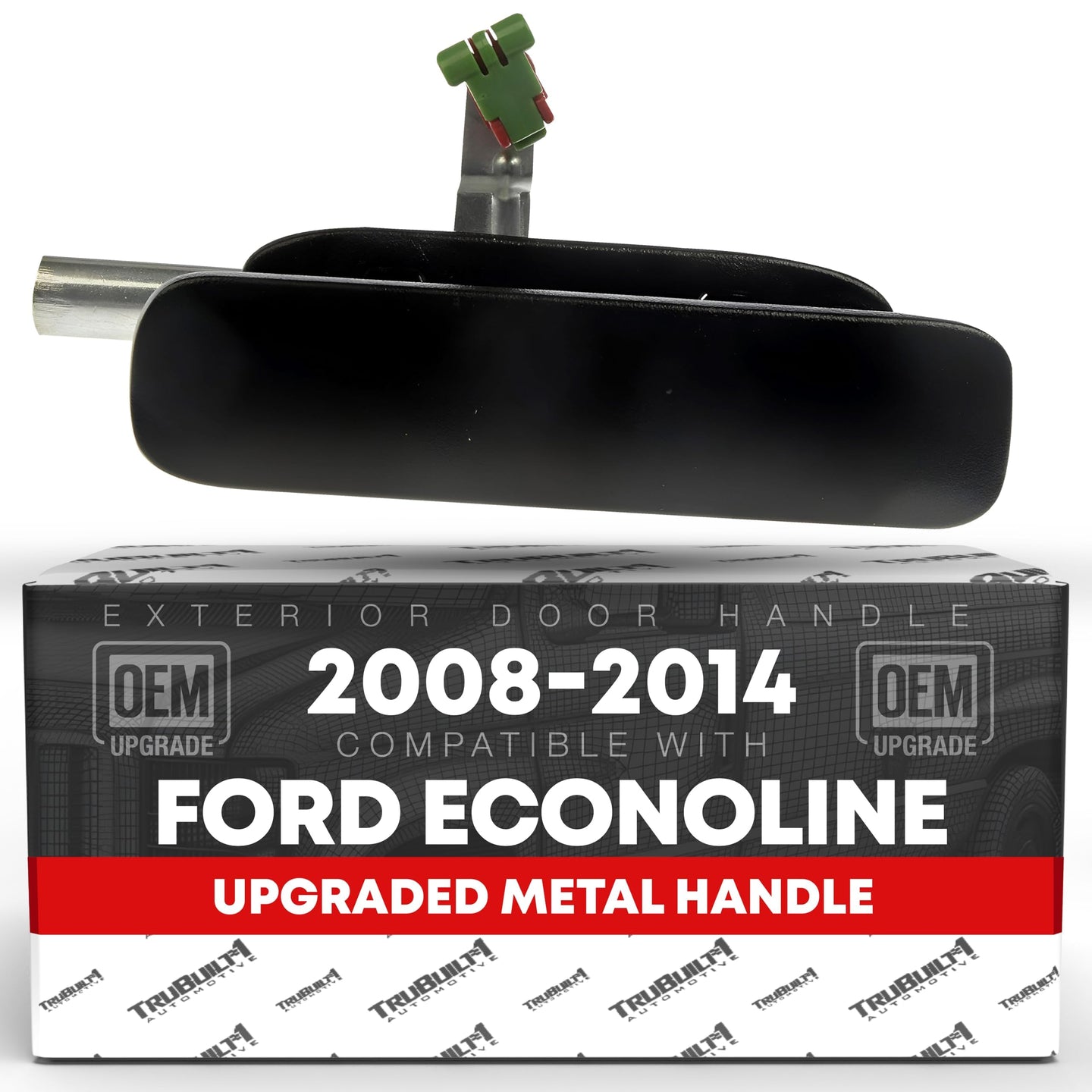 2008-2014 Ford Econoline Passenger Side Front Hinged Door Handle - Upgraded Metal Textured Black - Passenger Hinged Door Handle