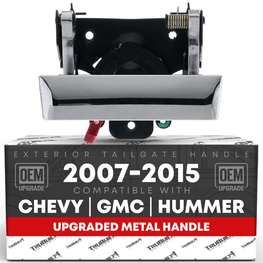 Chevrolet Silverado GMC Sierra Hummer H3T Tailgate Handle Assembly - Upgraded Metal - Chrome - No Keyhole - Chrome Tailgate Handle