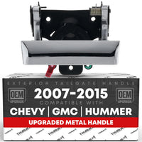 2007-2015 Chevrolet Silverado GMC Sierra Hummer H3T Tailgate Handle Assembly - Upgraded Metal Chrome Finish No Keyhole - Chrome Tailgate Handle