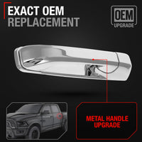 Dodge Ram Rear Driver Door Handle - Chrome Finish Metal Upgrade, Exterior Fit for 1500 2500 3500 4500 5500 - Rear Driver Side Handle
