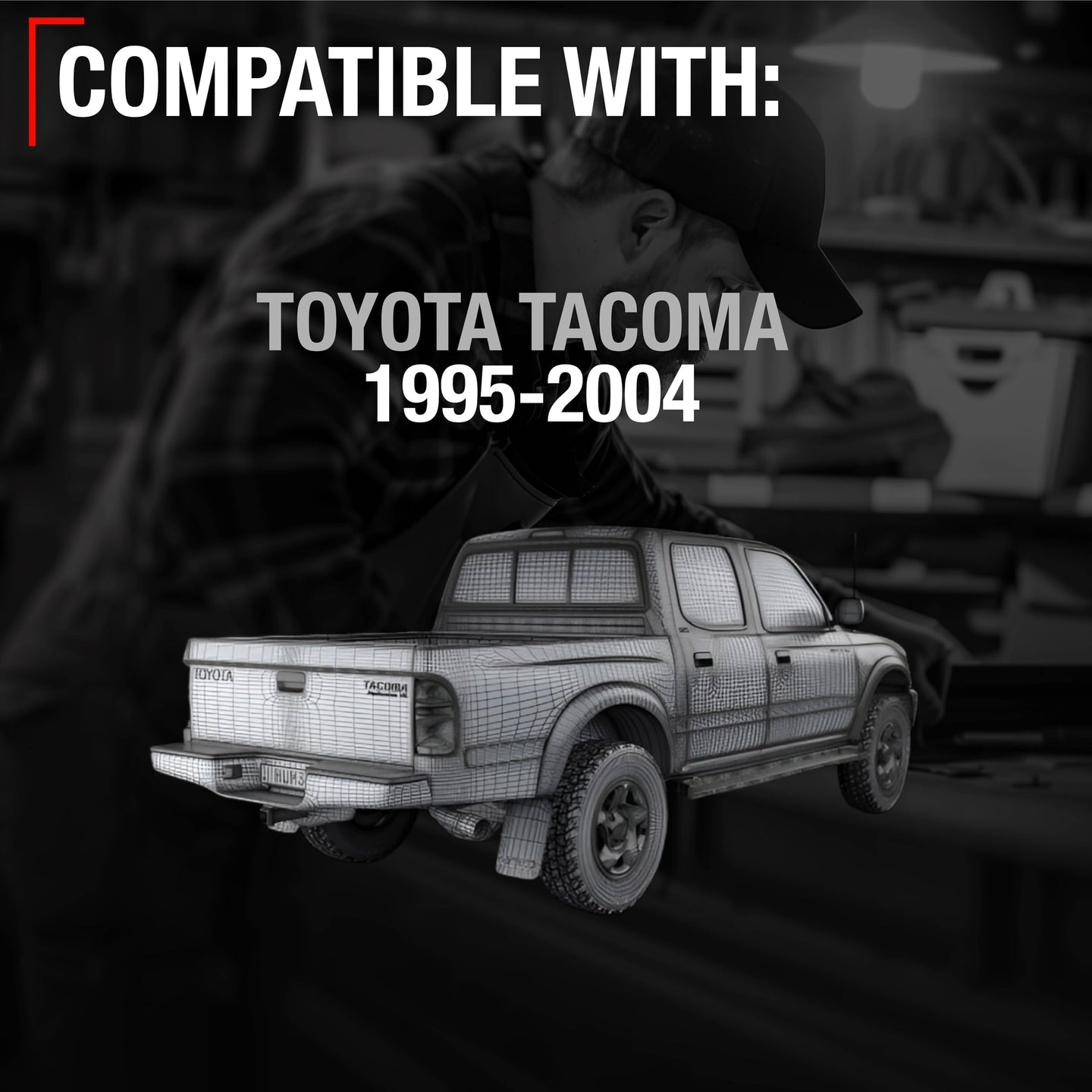 1995-2012 Toyota Tacoma Hilux Exterior Front Passenger Door Handle Replacement - Modern Chrome Lever Plastic - Front Passenger Door Handle