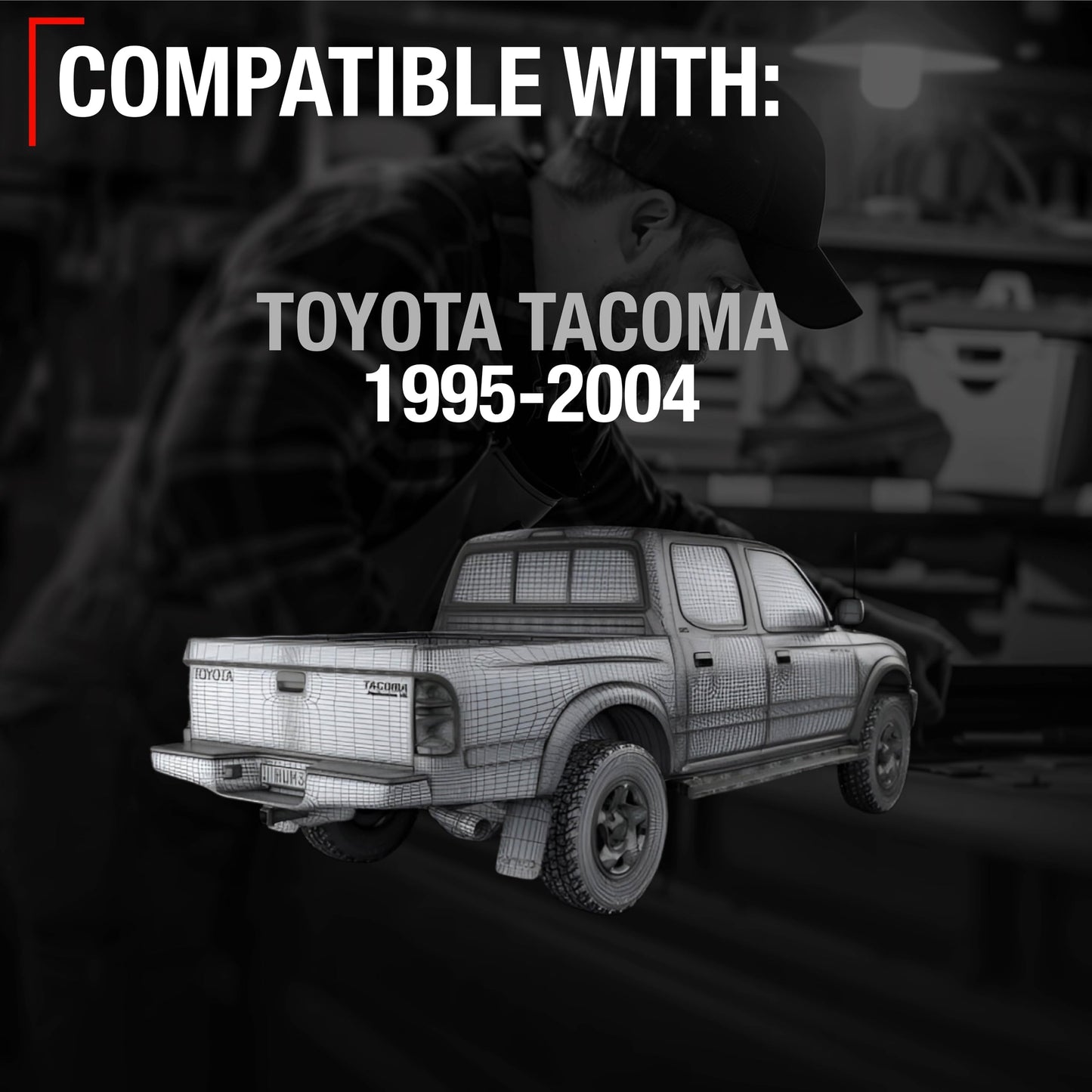 1995-2012 Toyota Tacoma Hilux Exterior Front Passenger Door Handle Replacement - Modern Chrome Lever Plastic - Front Passenger Door Handle
