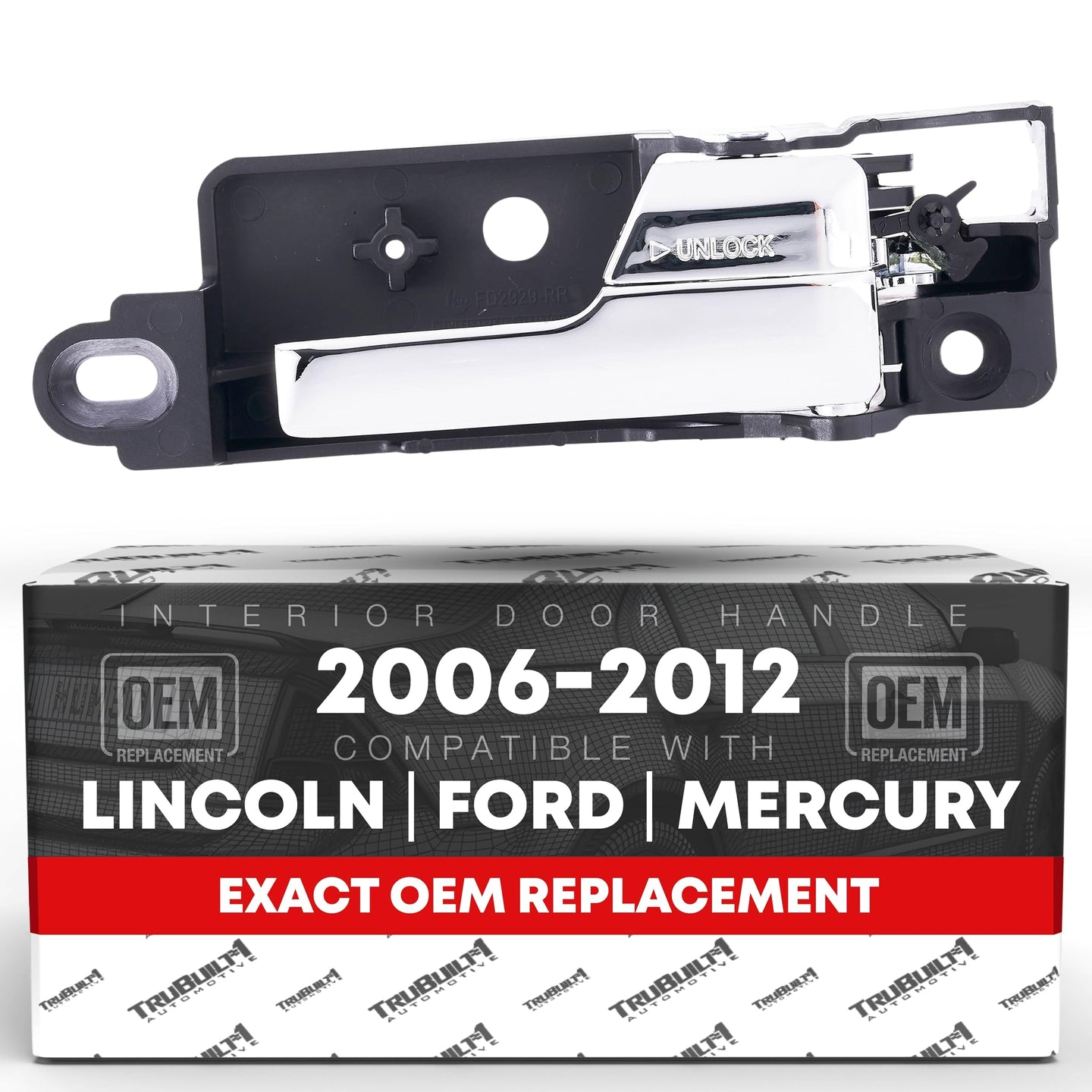 T1A Interior Front Passenger Door Handle - Compatible with 2006-2012 Ford Fusion, 07-12 Lincoln MKZ, 06-11 Mercury Milan - All Chrome - Plastic - OEM 6E5Z5422600AA, 81701 - Front Passenger Handle