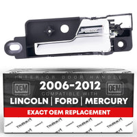 T1A Interior Front Passenger Door Handle - Compatible with 2006-2012 Ford Fusion, 07-12 Lincoln MKZ, 06-11 Mercury Milan - All Chrome - Plastic - OEM 6E5Z5422600AA, 81701 - Front Passenger Handle