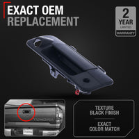 2007-2013 Toyota Tundra Tailgate Handle Latch with Camera Hole - Exterior Tailgate Latch Assembly Textured Black - OE Replacement Handle