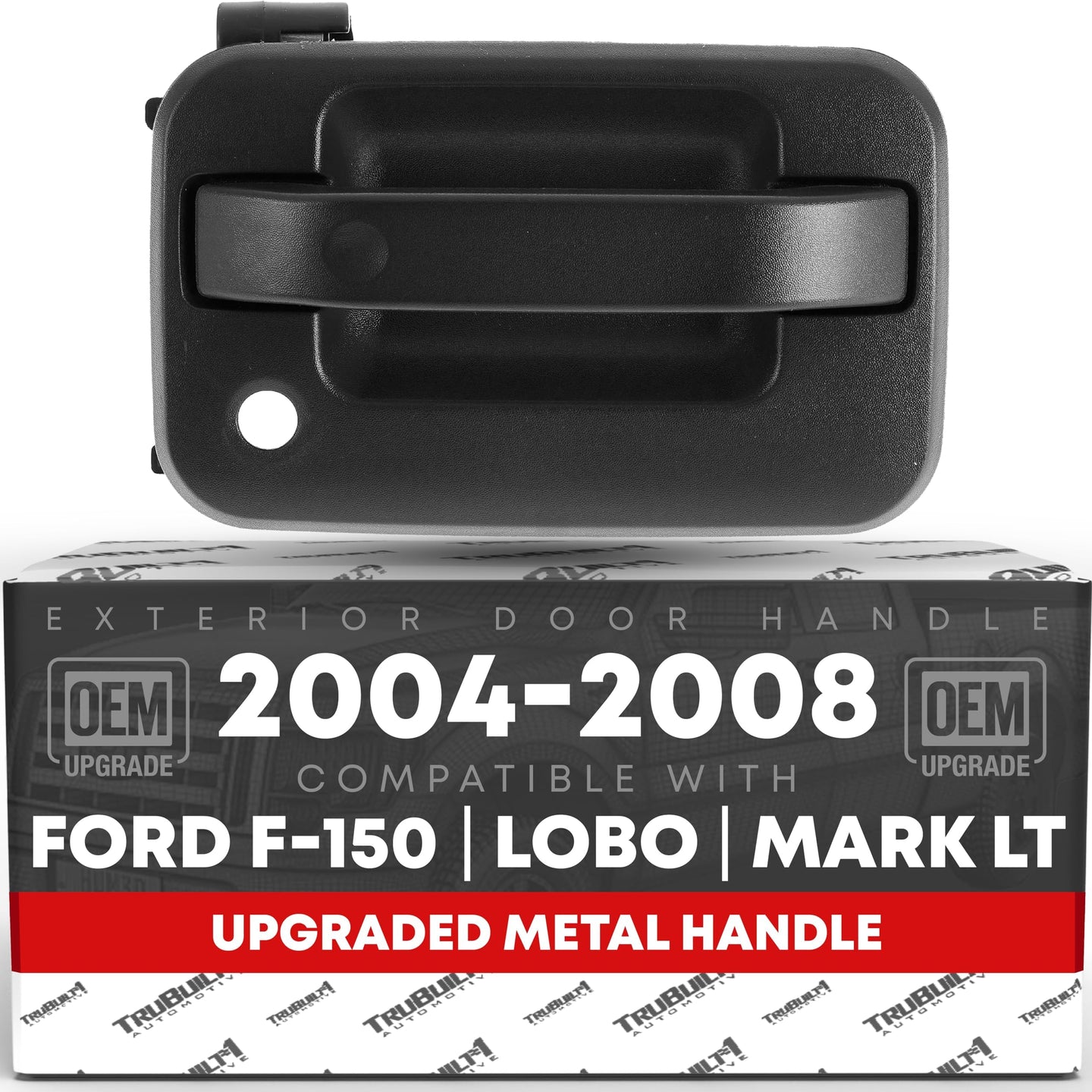 2004-2008 Ford F-150 Lobo Lincoln Mark LT Exterior Front Passenger Door Handle, Upgraded Metal - Textured Black with Keyhole - Front Passenger Side Handle