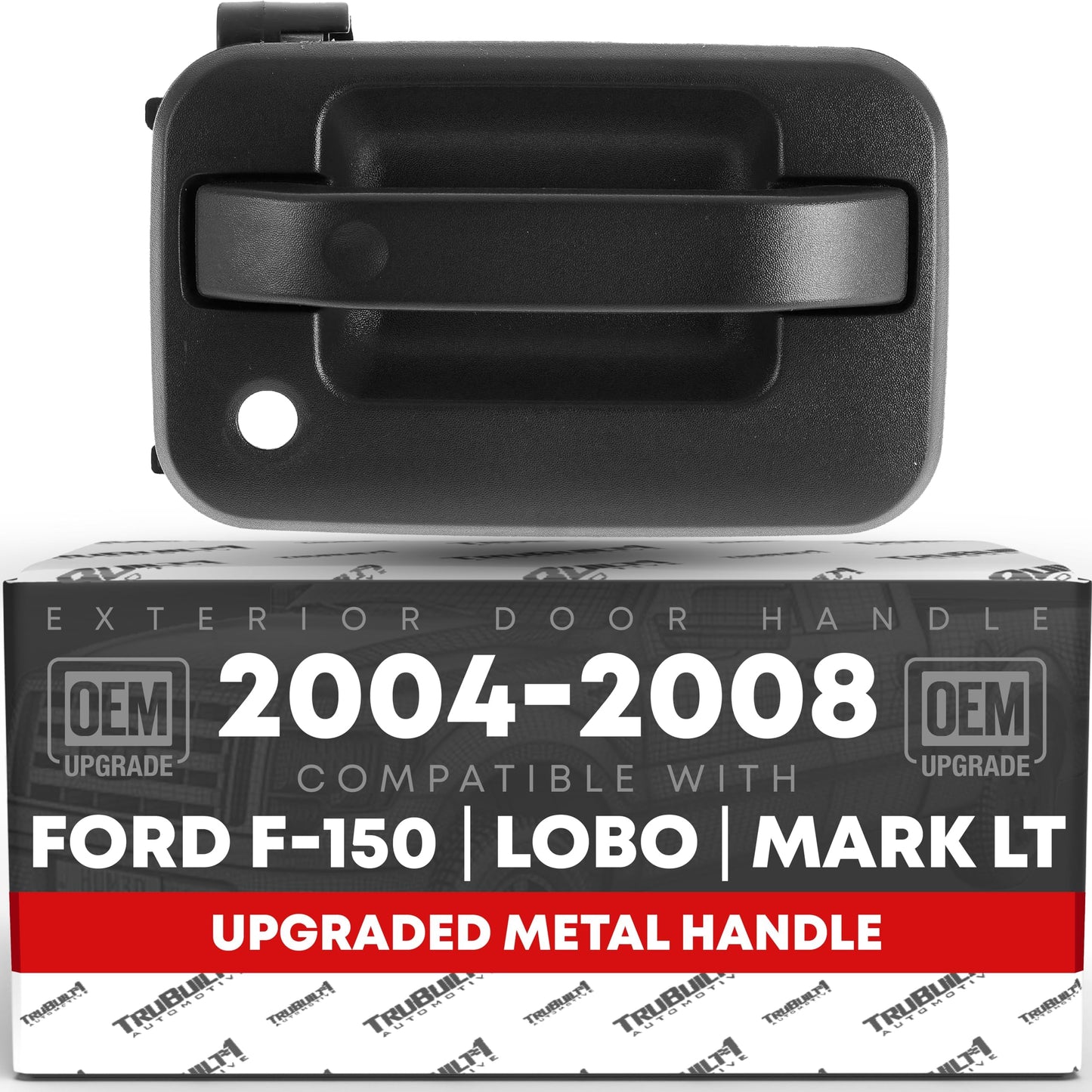 2004-2008 Ford F-150 Lobo Lincoln Mark LT Exterior Front Passenger Door Handle, Upgraded Metal - Textured Black with Keyhole - Front Passenger Side Handle