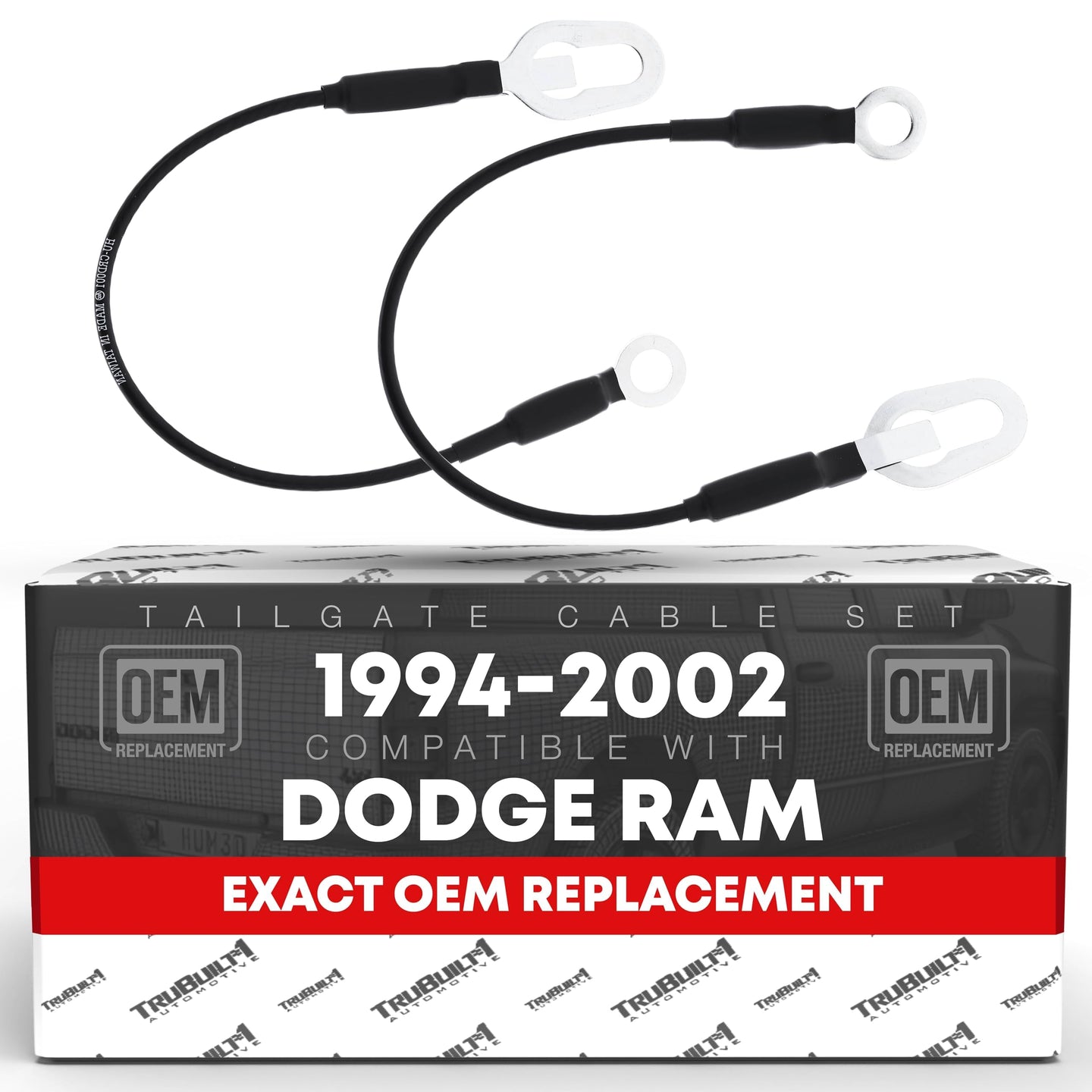 1994-2009 Dodge Ram Tailgate Support Cable Strap Set Rear Left and Right - Metal 18-1/8" Long