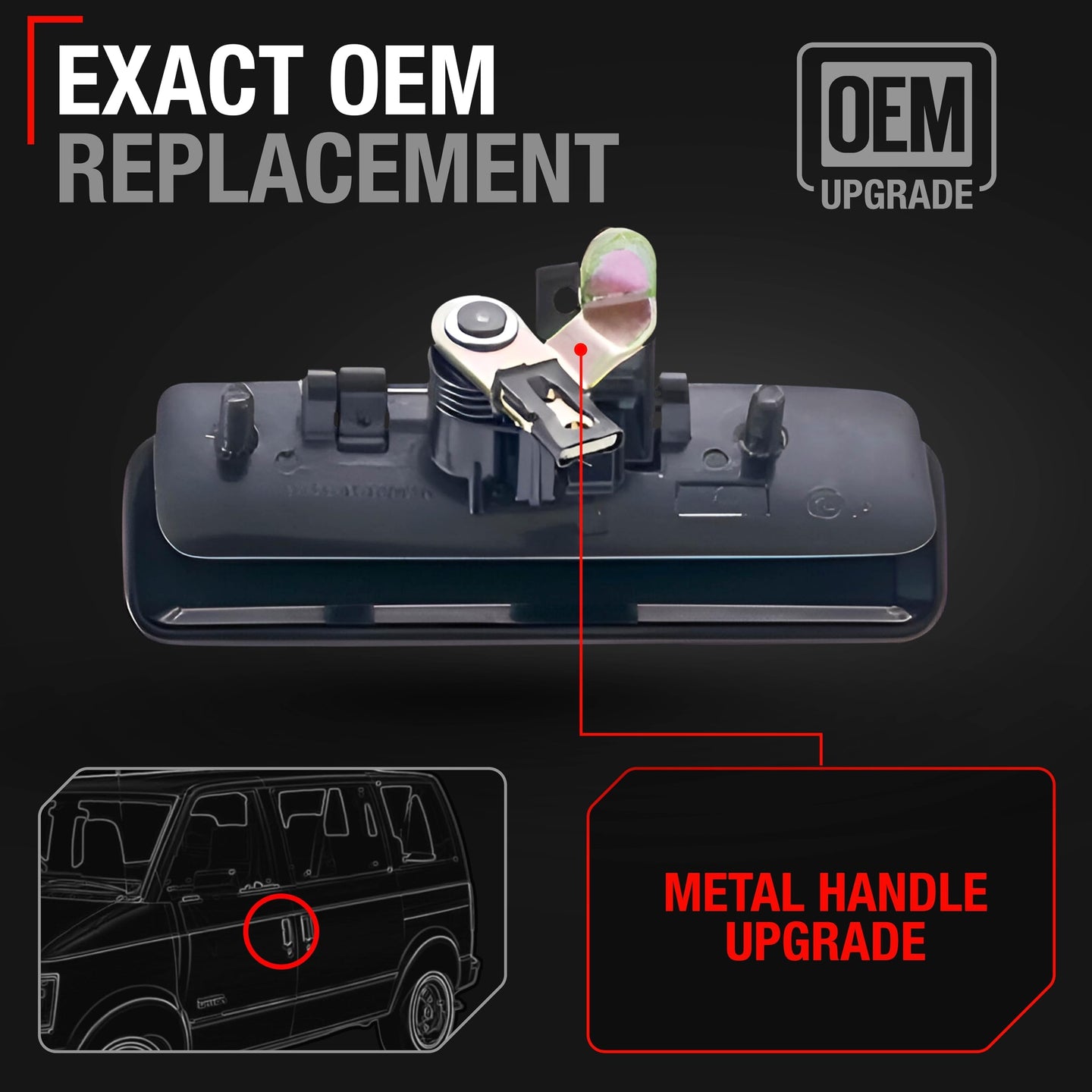 1985-1992 Chevrolet Astro GMC Safari 1990-1996 Pontiac Trans Sport Oldsmobile Silhouette Lumina APV Exterior Front Driver Door Handle - Metal - Driver Front Handle