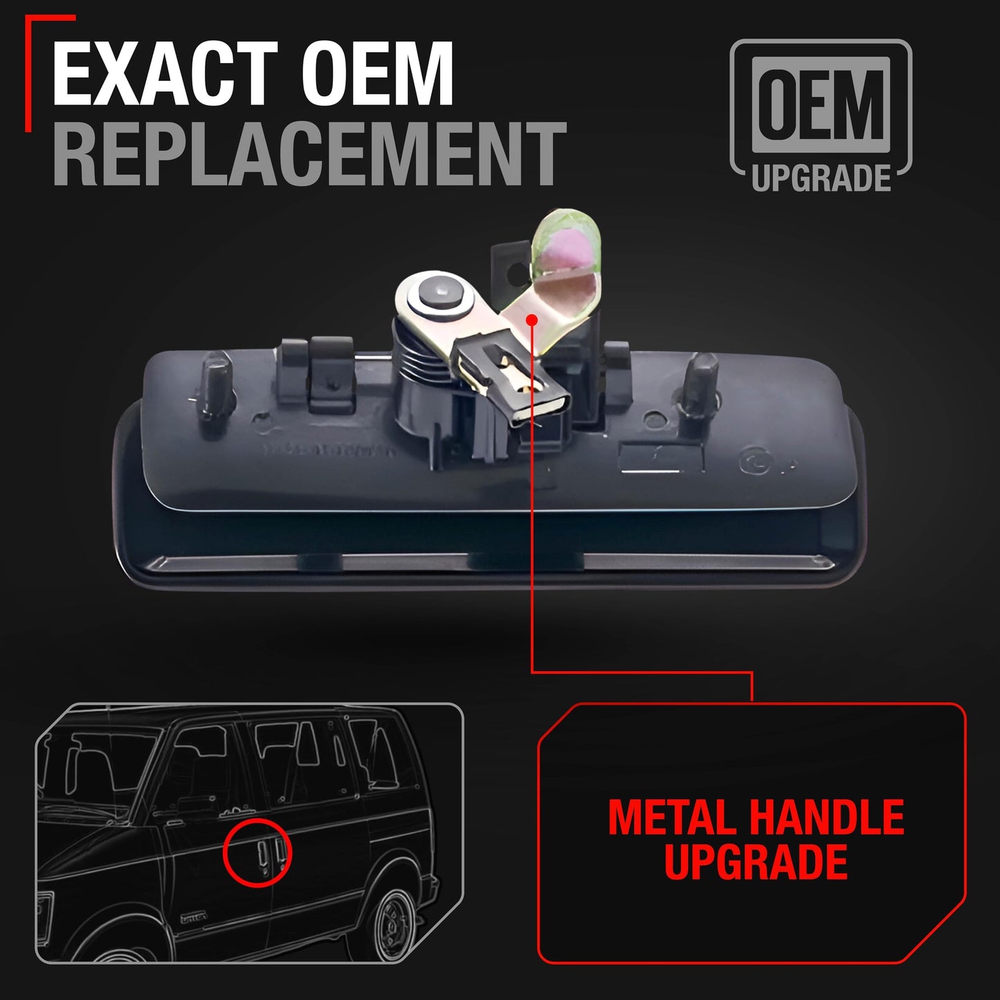 1985-1992 Chevrolet Astro GMC Safari 1990-1996 Pontiac Trans Sport Oldsmobile Silhouette Lumina APV Exterior Front Driver Door Handle - Metal - Driver Front Handle