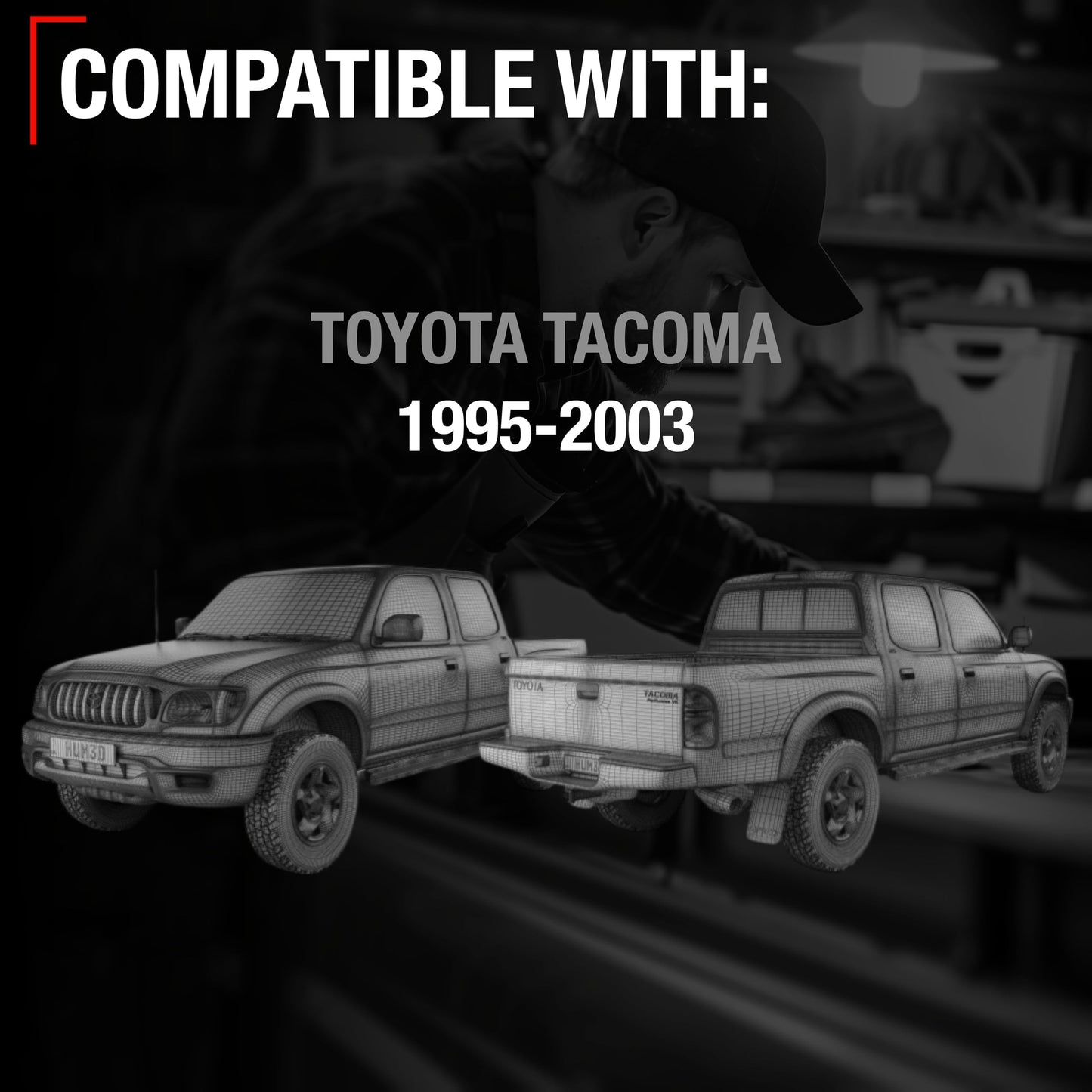 1995-2004 Toyota Tacoma Tailgate Support Cable Replacement Set, Rear Driver & Passenger Side - Tail Gate Support Cable Straps, Metal 14-9/16" Long