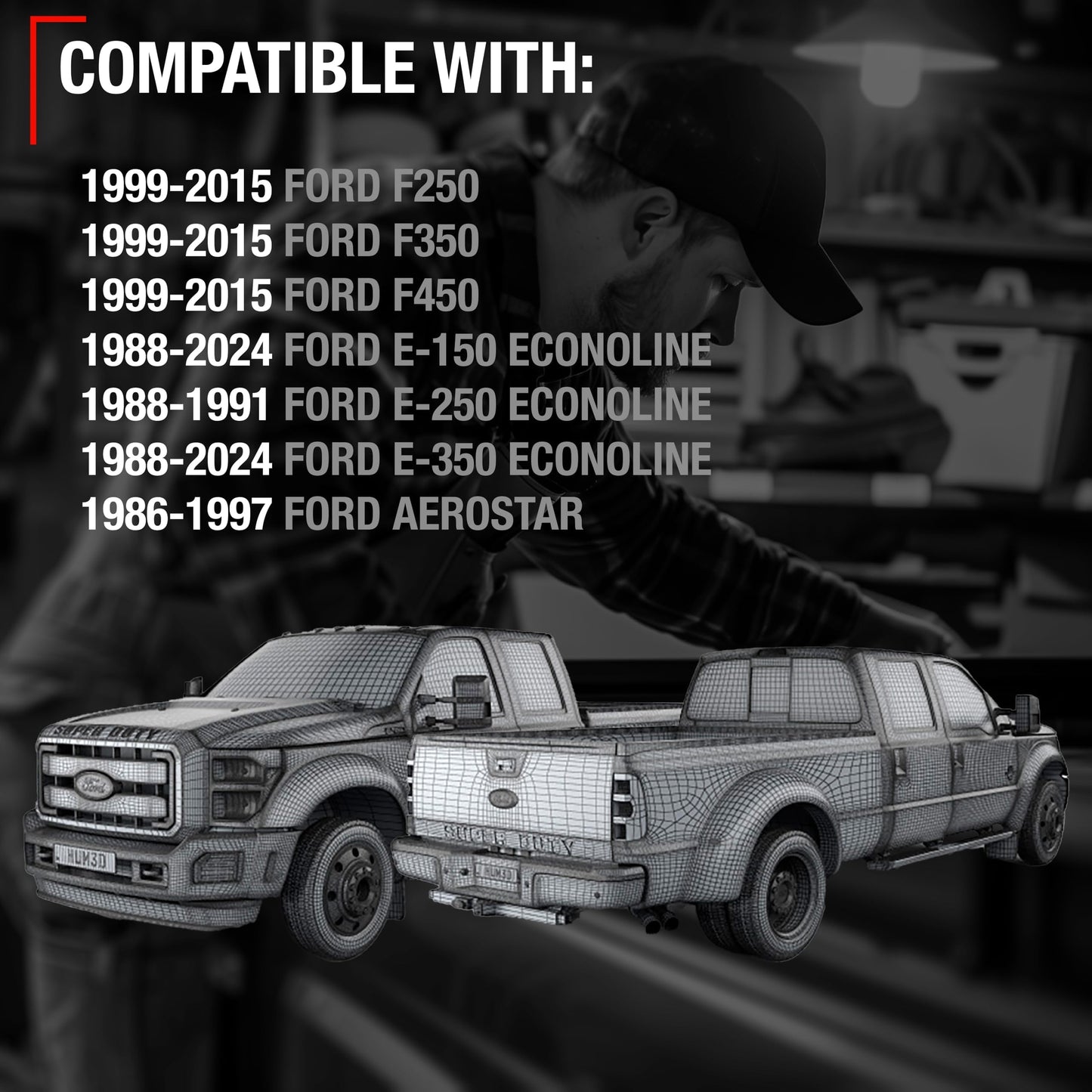 1999-2015 Ford F-Series Econoline Aerostar Interior Door Handle Upgraded Metal - Front or Rear Driver Side Textured Black - Front or Rear Driver Side Handle