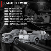 Interior Front/Rear Passenger Door Handle, Upgraded Metal - Compatible with 1999-2015 Ford F-250 F-350 F-450, 88-24 E-150 E-250 E-350 Econoline, 86-97 Aerostar - All Chrome, OEM 6C3Z-2522601-AAA-ACHM - Front or Rear Passenger Side Handle