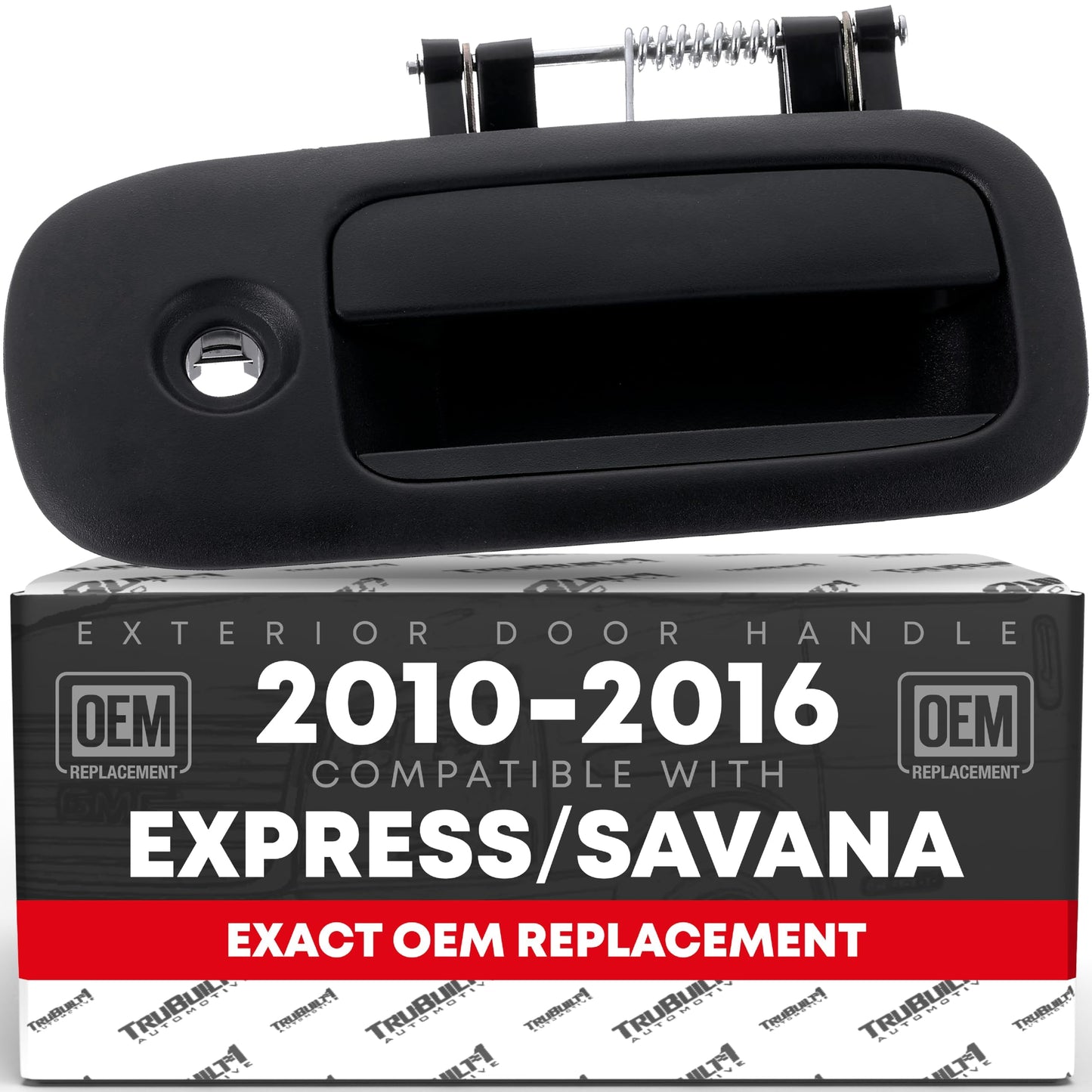 Exterior Rear Passenger Sliding Door Handle - Compatible with 2010-2014 Chevrolet Express 1500, 10-18 Express 2500, 10-18 Express 2500 - Textured Black, W/ Keyhole - OEM 23356069, 25989401, 84084710 - Right Side Sliding Door Handle