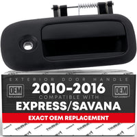 Exterior Rear Passenger Sliding Door Handle - Compatible with 2010-2014 Chevrolet Express 1500, 10-18 Express 2500, 10-18 Express 2500 - Textured Black, W/ Keyhole - OEM 23356069, 25989401, 84084710 - Right Side Sliding Door Handle