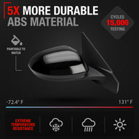 Passenger Side Power Adjustable Side View Mirror - Compatible with 2020-2025 Nissan Sentra - Power Adjust, Non-Heated, Manual Folding - Paintable Textured Black Housing - OEM Partslink NI1321326