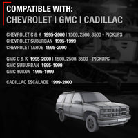 1995-2000 Chevrolet GMC C/K 1500 2500 3500 Suburban Tahoe Yukon 1999-2000 Cadillac Escalade Exterior Front Passenger Door Handle Upgraded Metal - Textured Black - Metal Lever Right Handle