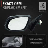Driver Side Heated Side View Mirror with Integrated Turn Signal - Compatible with 2016-2022 Toyota Tacoma - Power Heated, Turn Signal, Manual Folding - Paintable Smooth Housing - OEM 8794004250-PFM - Driver Side Mirror