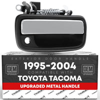 1995-2004 Toyota Tacoma Exterior Front Passenger Door Handle Replacement, Upgraded Metal & Plastic Housing - Chrome Handle, Black Housing with Keyhole - Front Passenger Side Handle