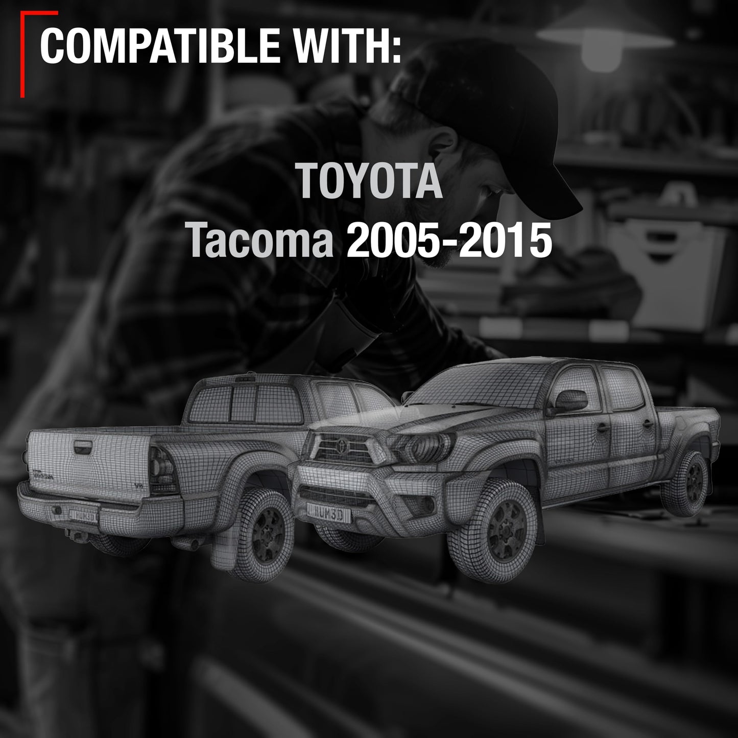 Toyota Tacoma Tailgate Cable Set - 12.5" Rear Support Cables, Durable Metal Straps