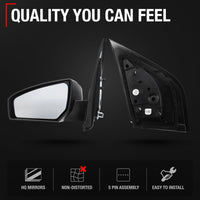 Driver Side Mirror Replacement - Compatible with 2007-2012 Nissan Sentra - Powered Adjustment, Non-Foldable, Flat Glass with English Warning - Black Cover, 8H3P - OEM 96302ET01E, NI1320167 - Driver Side Mirror