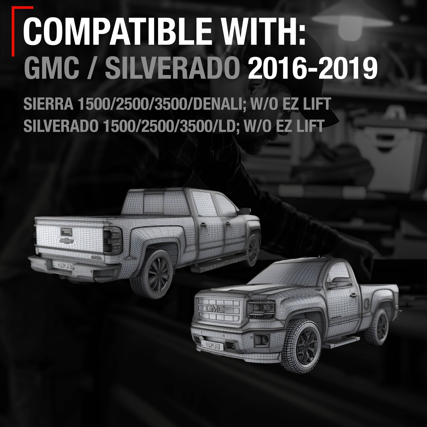 2016-2019 Chevrolet Silverado GMC Sierra 1500 2500 3500 Rear View Backup Camera - Reverse Park Assist Without EZ-LIFT