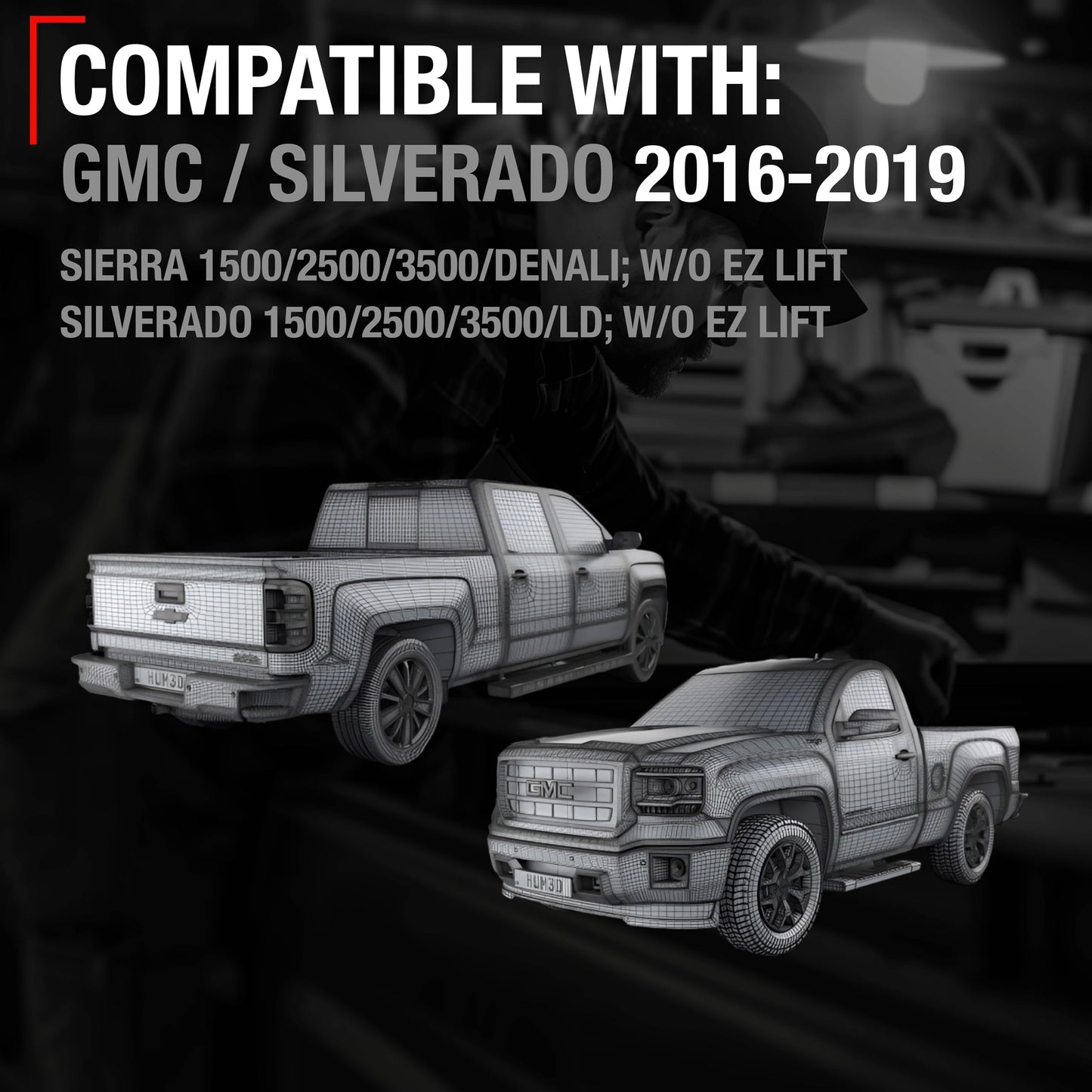2016-2019 Chevrolet Silverado GMC Sierra 1500 2500 3500 Rear View Backup Camera - Reverse Park Assist Without EZ-LIFT