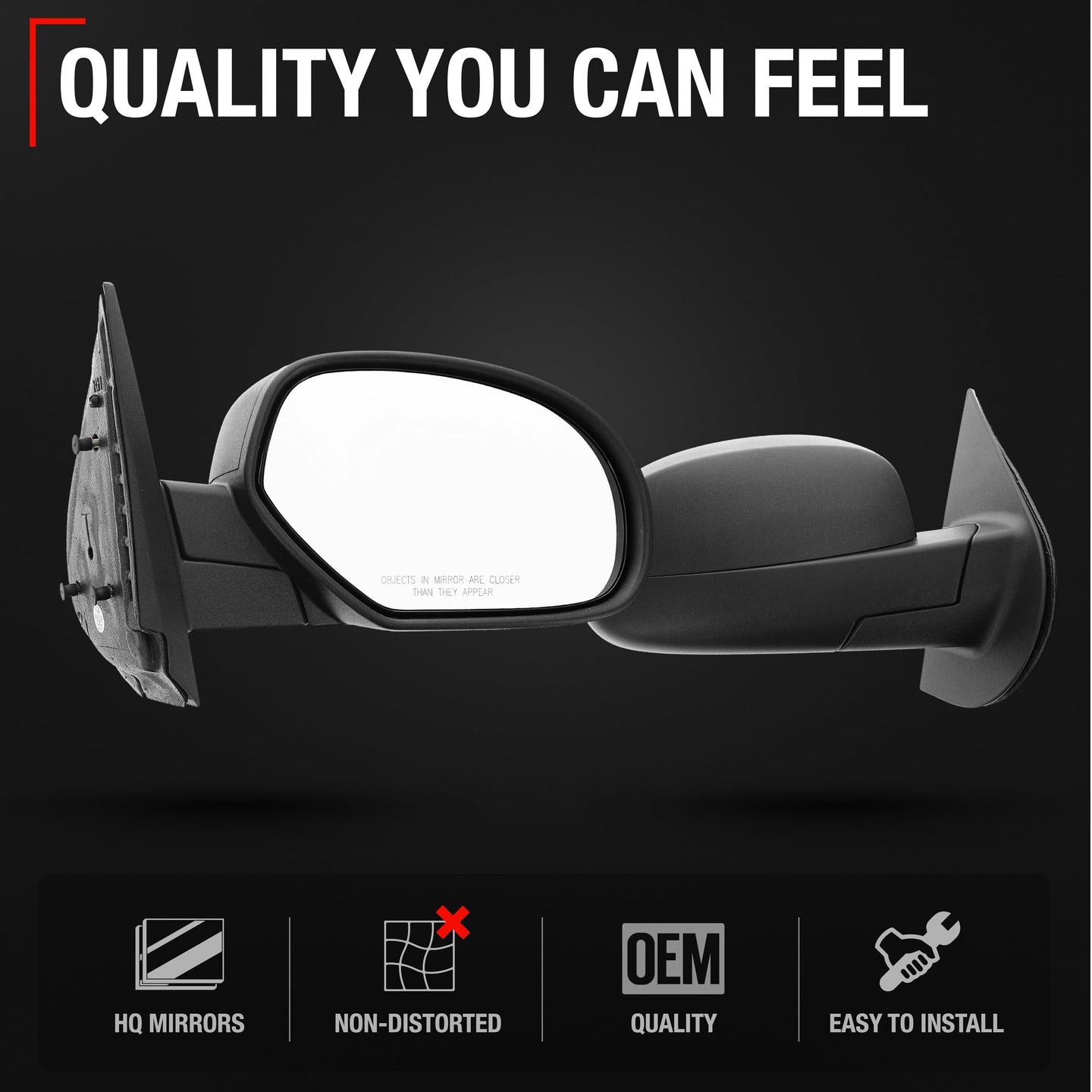 2007-2013 Chevrolet Silverado 1500 2500 3500 HD GMC Sierra 1500 2500 3500 HD Passenger Side Mirror - Manual Convex Glass Textured Black Cover - Passenger Side Mirror