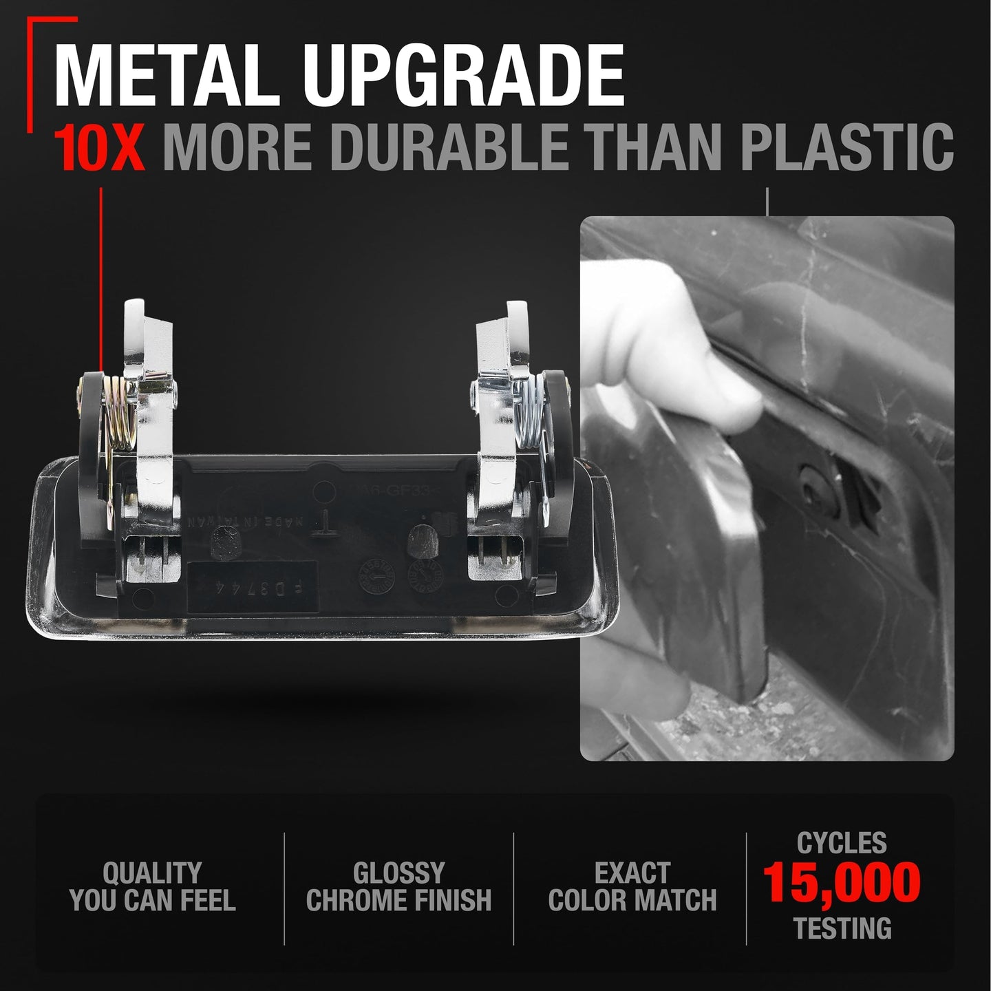 1998-2005 Ford Explorer Mercury Mountaineer Exterior Front Driver or Passenger Door Handle, Upgraded Metal - All Chrome - Chrome - Front Driver or Passenger Handle