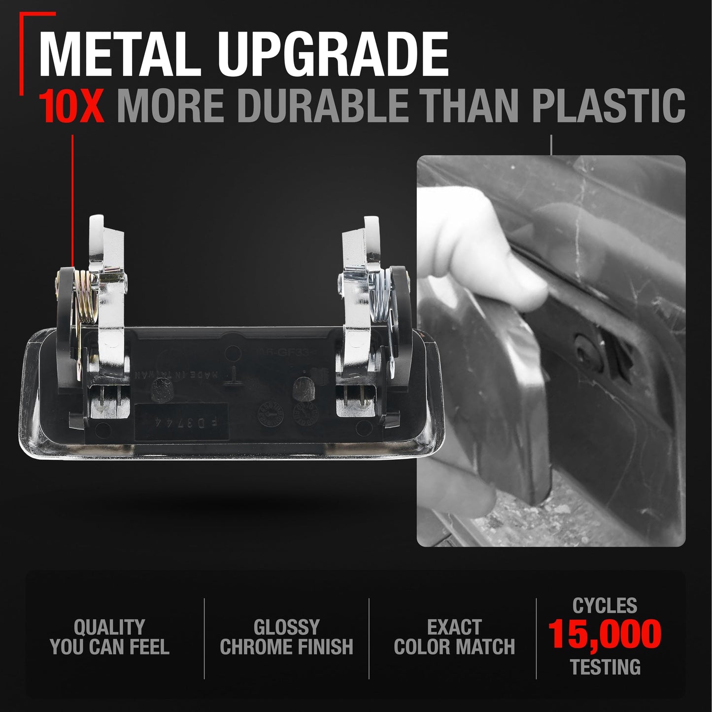 1998-2005 Ford Explorer Mercury Mountaineer Exterior Front Driver or Passenger Door Handle, Upgraded Metal - All Chrome - Chrome - Front Driver or Passenger Handle