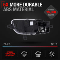 2013-2015 Nissan Altima Interior Front or Rear Driver Door Handle Replacement - Modern Chrome Lever and Black Knob Plastic - Driver Door Handle