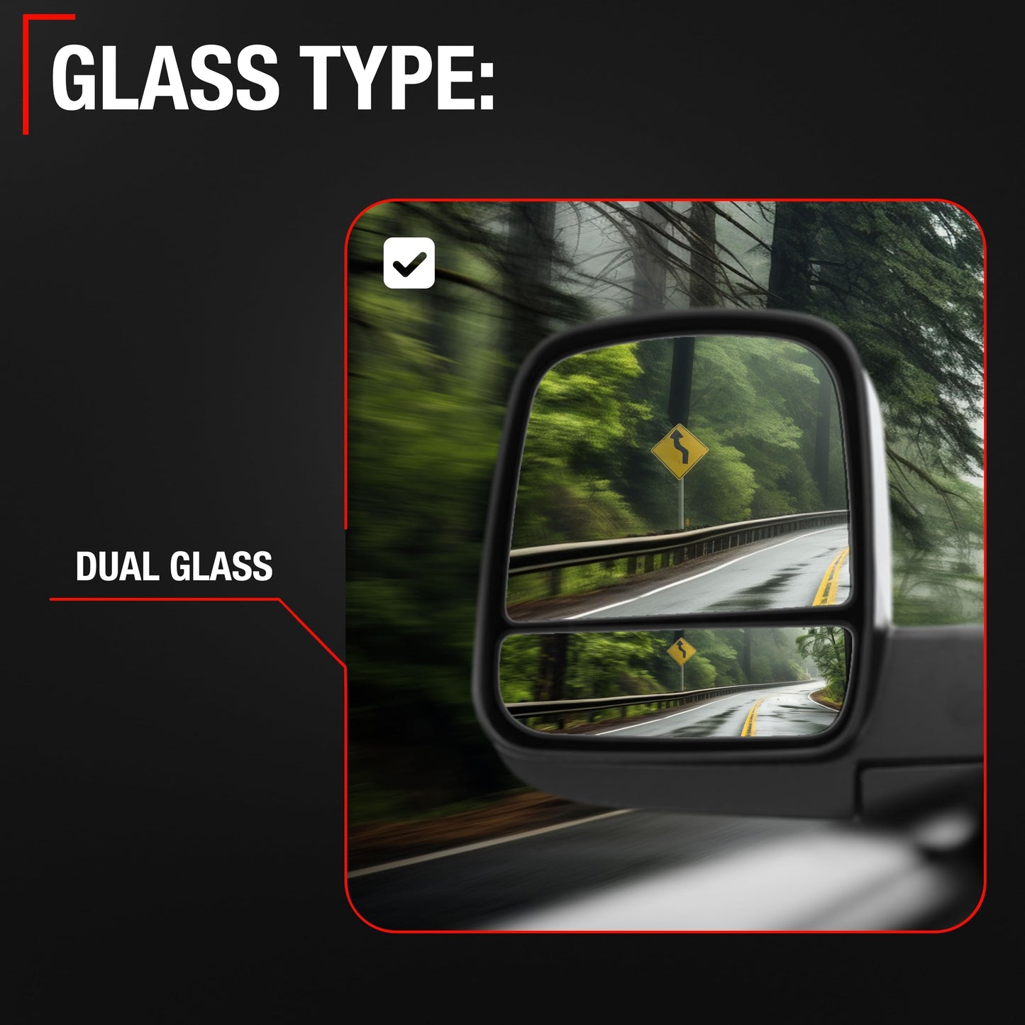 Chevrolet Express GMC Savana Driver Side Mirror - Manual Folding - Dual Glass - Textured Black - Driver Side Mirror