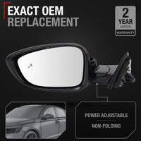 Driver Side Power Side View Mirror with Integrated Turn Signal - Compatible with 2023-2025 Honda Accord - Power Adjust, Turn Signal, Manual Folding - Paintable Textured Black - OEM 76258-30B-A01 - Driver Side Mirror
