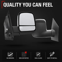 2008-2021 Chevrolet Express GMC Savana 1500 2500 3500 Passenger Side Mirror - Manual Folding Dual Glass Textured Black - Passenger Side Mirror