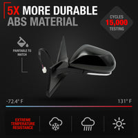 Driver Side Heated Power Side View Mirror - Compatible with 2016-2021 Toyota Prius - Power Heated, Manual Folding - Paintable Textured Black Housing - OEM 8794047530-PFM - Driver Side Mirror