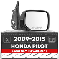 2005-2011 Toyota Tacoma Driver Side Mirror Replacement - Powered Adjustment, Manual Folding, Flat Glass - Smooth Black - Passenger Side Mirror