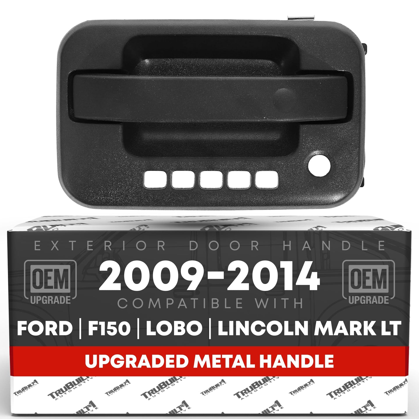 2009-2014 Ford F-150 Lobo Lincoln Mark LT Exterior Front Driver Door Handle, Upgraded Metal - Textured Black with Keyhole - Front Driver Side Handle w/ Keypad